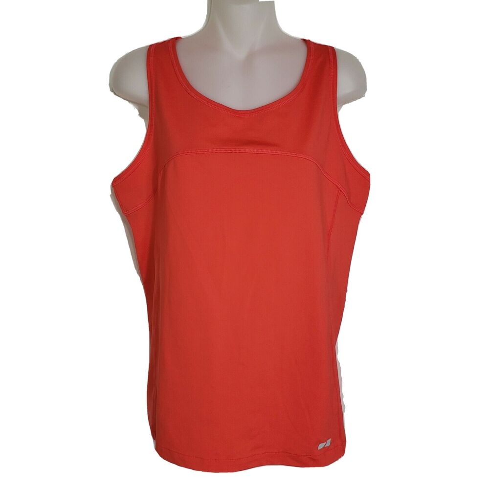 Koppen Womens Tank Top Sz Large Coral Activewear Workout Yoga Zip Pocket Aquapel